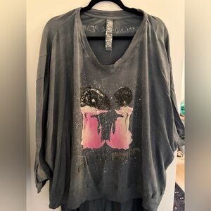 Magnolia Pearl Gray and Pink Oversized T-Shirt